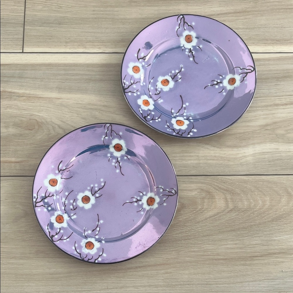 Floral Purple Ceramic Plates (2)